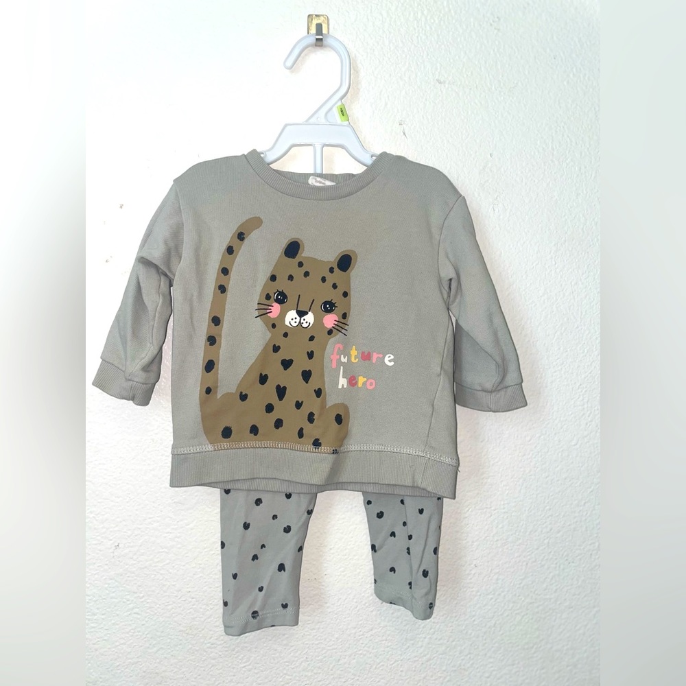 Matching cheetah outfit set.